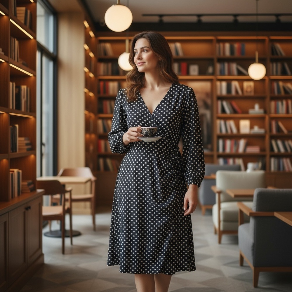 BY DESIGN Navy Blue dress with White Polka Dots. NWT. Size 3X